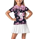 Girls Short Sleeve Golf Shirt 3 Button Up Lapel Collar Tennis Shirts Quick Dry Uniform Athletic Tank Tops for 5-14Y