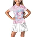 Girls Short Sleeve Golf Shirt 3 Button Up Lapel Collar Tennis Shirts Quick Dry Uniform Athletic Tank Tops for 5-14Y