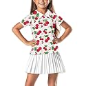 Girls Short Sleeve Golf Shirt 3 Button Up Lapel Collar Tennis Shirts Quick Dry Uniform Athletic Tank Tops for 5-14Y