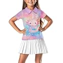 Girls Short Sleeve Golf Shirt 3 Button Up Lapel Collar Tennis Shirts Quick Dry Uniform Athletic Tank Tops for 5-14Y