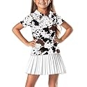 Girls Short Sleeve Golf Shirt 3 Button Up Lapel Collar Tennis Shirts Quick Dry Uniform Athletic Tank Tops for 5-14Y