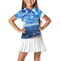 Girls Short Sleeve Golf Shirt 3 Button Up Lapel Collar Tennis Shirts Quick Dry Uniform Athletic Tank Tops for 5-14Y