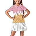 Girls Short Sleeve Golf Shirt 3 Button Up Lapel Collar Tennis Shirts Quick Dry Uniform Athletic Tank Tops for 5-14Y