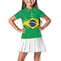 Girls Short Sleeve Golf Shirt 3 Button Up Lapel Collar Tennis Shirts Quick Dry Uniform Athletic Tank Tops for 5-14Y