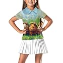 Girls Short Sleeve Golf Shirt 3 Button Up Lapel Collar Tennis Shirts Quick Dry Uniform Athletic Tank Tops for 5-14Y