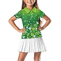 Girls Short Sleeve Golf Shirt 3 Button Up Lapel Collar Tennis Shirts Quick Dry Uniform Athletic Tank Tops for 5-14Y
