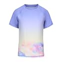 Girls Short Sleeve Rash Guard Swim Shirt Girls Sun Protection Swimsuits Quick Dry Surf Tops Bathing Suits for Girls