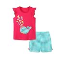 Girls Shorts Set Outfits for Toddler Girls T-shirts Clothing Sets Kids Summer Graphic Cotton Tops Tees 3-7 Years