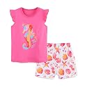Girls Shorts Set Outfits for Toddler Girls T-shirts Clothing Sets Kids Summer Graphic Cotton Tops Tees 3-7 Years
