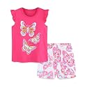 Girls Shorts Set Outfits for Toddler Girls T-shirts Clothing Sets Kids Summer Graphic Cotton Tops Tees 3-7 Years