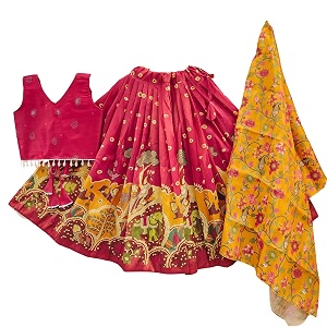 Girls Simar Soft Silk New Traditional Printed
