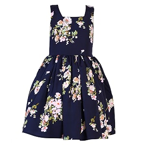 Girls Skater Printed Poly Crepe Dress