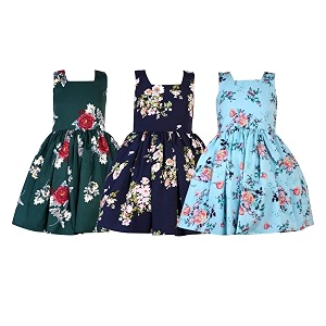 Girls Skater Printed Poly Crepe Dress