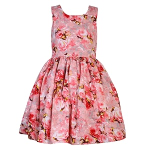 Girls Skater Printed Poly Crepe Dress
