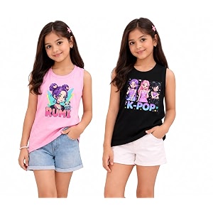Girls Sleeveless Graphic T-Shirts
