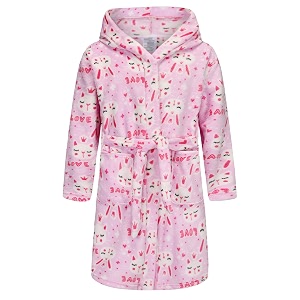Girls Soft Fleece Robes Plush Hooded Bathrobes