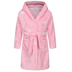 Girls Soft Fleece Robes Plush Hooded Bathrobes