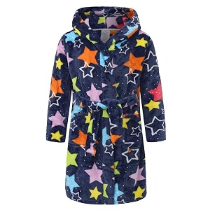 Girls Soft Fleece Robes Plush Hooded Bathrobes