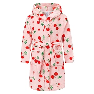 Girls Soft Fleece Robes Plush Hooded Bathrobes