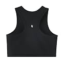 Girls Sports Bra Racerback Crop Tank Top for Kids High Neck Sleeveless Athletic Dance Top Teen 3-12Y