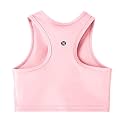 Girls Sports Bra Racerback Crop Tank Top for Kids High Neck Sleeveless Athletic Dance Top Teen 3-12Y