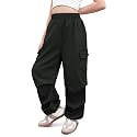 Girls Baggy Lightweight Cargo Pants Streetwear Parachute Pants