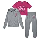 Girls 3 Piece Sweatsuit Zip Hoodie Tees &amp; Jogger