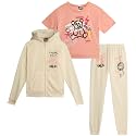 Girls 3 Piece Sweatsuit Zip Hoodie Tees & Jogger