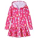 Girls Swim Cover Up Dress Long Sleeve Hooded Zip Up Bathing Suit Cute Ruffle Coverup Kids Pool Beach Robe 4-10Y