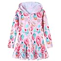 Girls Swim Cover Up Dress Long Sleeve Hooded Zip Up Bathing Suit Cute Ruffle Coverup Kids Pool Beach Robe 4-10Y