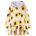 Girls Swim Cover Up Dress Long Sleeve Hooded Zip Up Bathing Suit Cute Ruffle Coverup Kids Pool Beach Robe 4-10Y