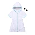 Girls Swim Cover Up Kids Beach Swimsuit Coverup Terry Zip-Up Bathing Suit Beach Pool Clothes with Sunglasses