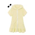 Girls Swim Cover Up Kids Swimsuit Coverup Terry Zip-Up Beach Bathing Suit Wraps with Sunglasses