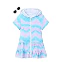 Girls Swim Cover Up Kids Swimsuit Coverup Terry Zip-Up Beach Bathing Suit Wraps with Sunglasses