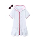 Girls Swim Cover Up Kids Swimsuit Coverup Terry Zip-Up Beach Bathing Suit Wraps with Sunglasses
