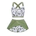 Girls Swimsuit 2 Piece Bathing Suit with Skirted Boyshorts 5-16Y