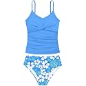 Girls Swimsuit 2 Piece Bathing Suit Criss Cross Ruched Girl Tankini Sets Printed Girls' Swimwear for 9-18 Years