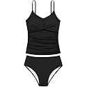 Girls Swimsuit 2 Piece Bathing Suit Criss Cross Ruched Girl Tankini Sets Printed Girls' Swimwear for 9-18 Years