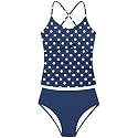 Girls Swimsuit 2 Piece Bathing Suit Criss Cross Ruched Girl Tankini Sets Printed Girls' Swimwear for 9-18 Years
