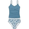 Girls Swimsuit 2 Piece Bathing Suit Criss Cross Ruched Girl Tankini Sets Printed Girls' Swimwear for 9-18 Years