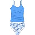 Girls Swimsuit 2 Piece Bathing Suit Criss Cross Ruched Girl Tankini Sets Printed Girls' Swimwear for 9-18 Years