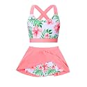 Girls Swimsuit 2 Piece Bathing Suit with Skirted Boyshorts 5-16Y
