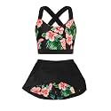 Girls Swimsuit 2 Piece Bathing Suit with Skirted Boyshorts 5-16Y