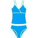 Girls Swimsuit 2 Piece Bathing Suit Criss Cross Ruched Girl Tankini Sets Printed Girls' Swimwear for 9-18 Years