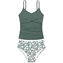 Girls Swimsuit 2 Piece Bathing Suit Criss Cross Ruched Girl Tankini Sets Printed Girls' Swimwear for 9-18 Years