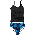 Girls Swimsuit 2 Piece Bathing Suit Criss Cross Ruched Girl Tankini Sets Printed Girls' Swimwear for 9-18 Years