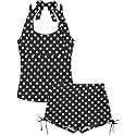 Girls Swimsuit 2 Piece Halterneck Girls Tankini Swimsuit Drawstring Printed Swim Shorts Girl Bathing Suit for 7-18T