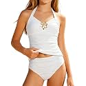 Girls Swimsuit 2 Piece Halterneck Girls Tankini Swimsuit Drawstring Printed Swim Shorts Girl Bathing Suit for 7-18T