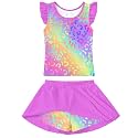 Girls Swimsuit 2 Piece Ruffle Bathing Suit UPF 50+ Tankini Swimsuit Skirt with Lining Size 3-10
