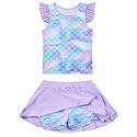 Girls Swimsuit 2 Piece Ruffle Bathing Suit UPF 50+ Tankini Swimsuit Skirt with Lining Size 3-10
